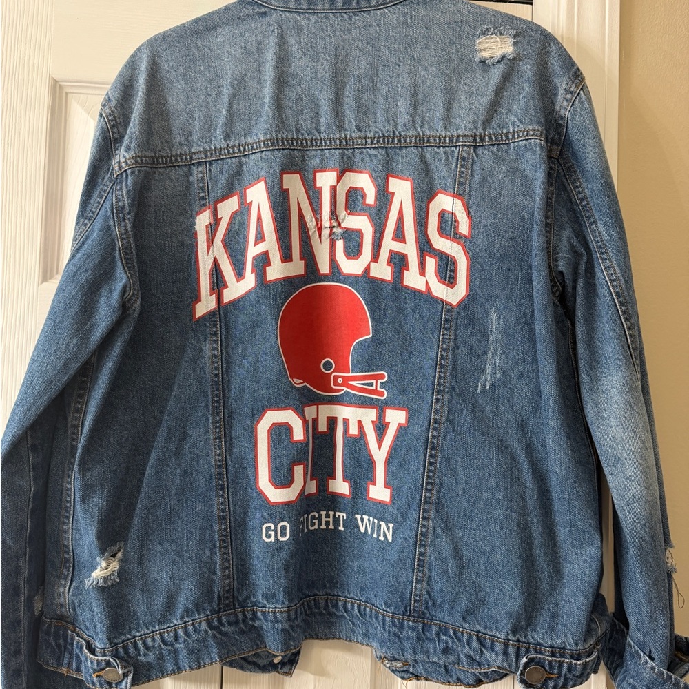 KC CHIEFS Denim Jacket with Red Lettering - Picture 2 of 3